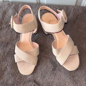 J. Crew beige suede block heel sandals size 5.5